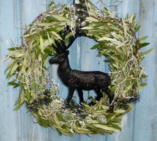 Wandkranz Türkranz Elch schwarz glitzer frische Oliven Zweige Perlen grün ca 45