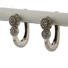 Funkelnde Gold Creolen 585 14 Kt Weißgold Ohrringe Ohrstecker Damen Wert 430,-