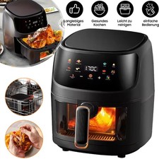 Heißluftfritteuse mit Sichtfenster 2400W 8L Air fryer Friteuse Airfryer Ohne Öl