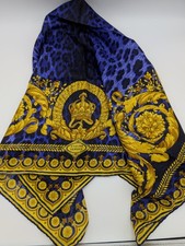 Vintage Atelier Versace Seidentuch 90 cm x 90 cm Blau Gold Luxus Designermode