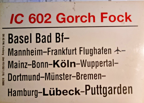 Zuglaufschild 602 gorch - zuglaufschild,