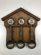 Zinn Löffel mit Holzhäusschen SKS Design Reiche Rustikal Wanddeko Retro Vintage