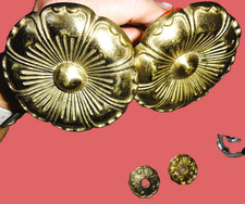 ❤️ 60`er VINTAGE ❤️2x ZIERROSETTEN Messing  Rosetten GARDINEN Vorhang DEKORATION