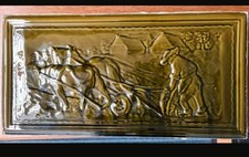 Keramik Relief Bauer Pferde