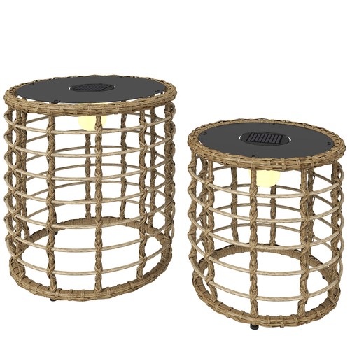 Solar stehlampe 2er set - stehlampe, rattan