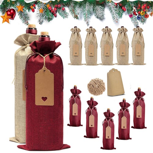 12xweihnachten jute weinbeutel - jute,