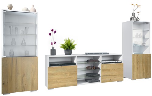 Wohnwand lowboard vitrine - wohnwand,