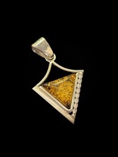 eleganter Bernstein Anhänger eingefasst in  925er Sterling Silber Länge 4 cm