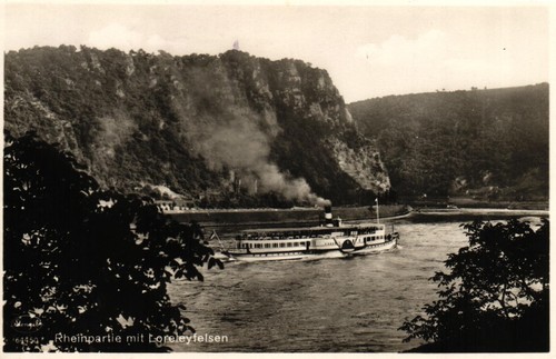 Rheinpartie mit lorelyfelsen - rheinpartie,