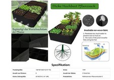 Gaeshow Pflanzsack Hochbeet Mehrkammer-Pflanzentasche 180x90x30cm Schwarz 8