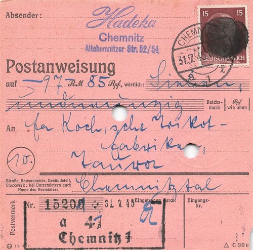 897123 sbz postanweisung mit - postanweisung,