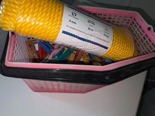  Propylen Seil Leine DDR - PNEUMANT KLAMMERKORB rosa - VINTAGE OSTALGIE Klammern