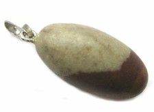 Trommelstein-Anhänger Shiva Lingam (Kalksandstein) 925er Silber