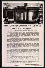 The Queen Mother´s Letter to the Nation 1910, Ansichtskarte 