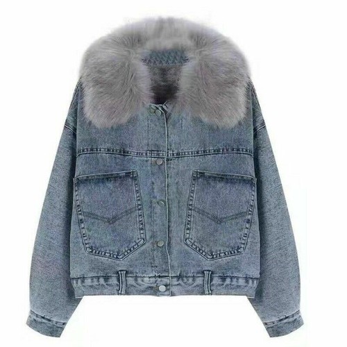 Damen kunstpelz jeansjacke - damen,