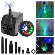 Springbrunnenpumpe Aussen mit LED Licht 15W Aquarium Pumpe Garten Deko Teichpump