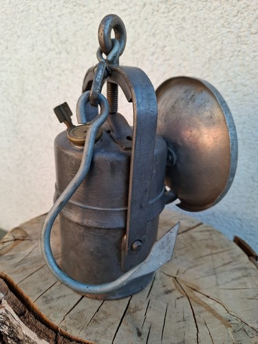 Antike massive grubenlampe - grubenlampe, /