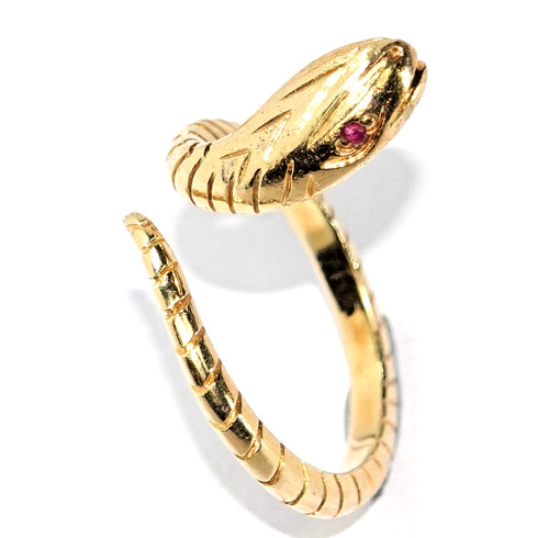 Ring gold schlange rubin - schlange, 0,04