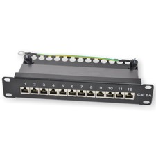KOSCOM CONNECT Patchpanel Cat 6A 12-Port für 10 Zoll Schränke schwarz