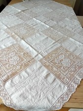 Jugendstil Tischdecke Handarbeit Klöppelspitze Stickerei Shabby Chic Landhaus