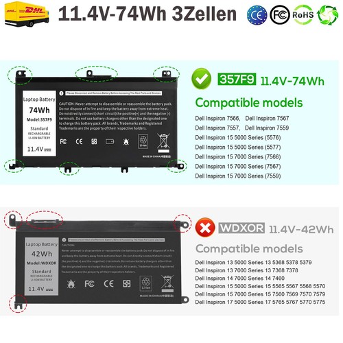 357f9 akku für dell - dell, inspiron