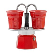 BIALETTI Espressokocher inkl. 2 Becher 'Mini Express Set' - rot - wie NEU