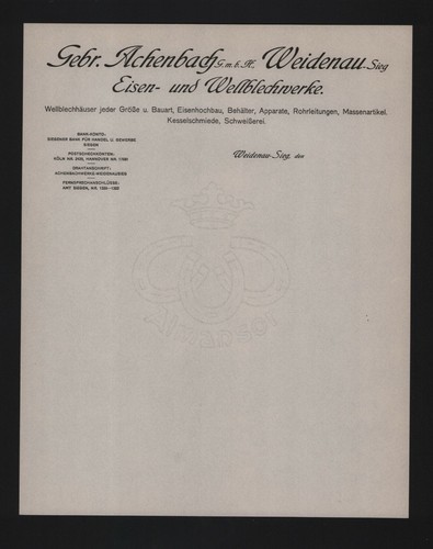 Weidenau sieg briefbogen - weidenau-sieg,,