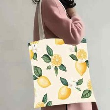 Zitronen- Und Blumenmuster-Tasche - Strapazierbar, Faltbar und Wiederverwendbar