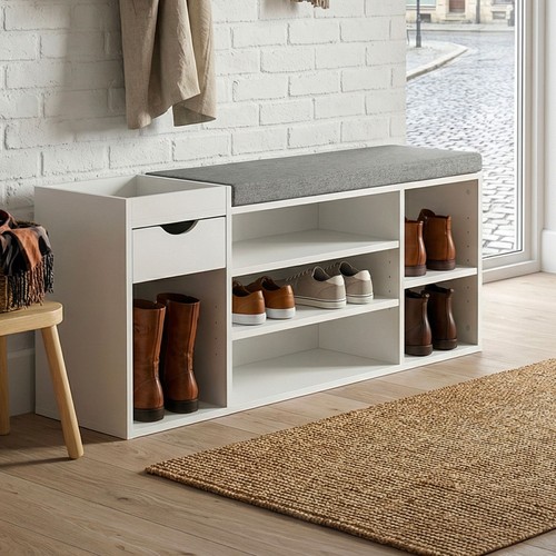 Schuhbank 100cm weiß sitzbank - weiß,