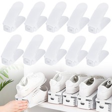 10x Schuhorganizer Schuhstapler Schuh Organisierer Verstellbar Schuhhalter Weiß