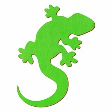 Hellgrüner Holz Gecko - Deko