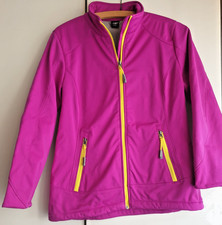 Softhelljacke Pink mit gelben Reißverschlüsse und Fleecefutter von Shamp größe S