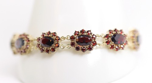Gelbgold granat gliederarmband - gelbgold,