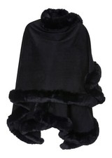 Poncho mit Webpelzbesatz von