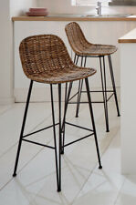 Barhocker Barstuhl Küchenhocker Rattan geflochtener Sitz Metall schwarz modern