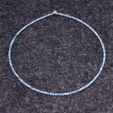 Aquamarin Halskette, Edelsteinhalskette (K1823), 925er Silber