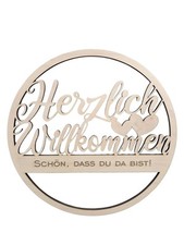 Türschild Herzlich Willkommen Holz Deko