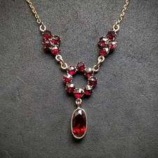 Granat Collier vergoldet Tracht Collier alt antik c. 1920