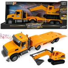 Abschleppwagen Spielzeug Lastwagen mit Kettenbagger, Sound und Licht