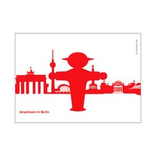 Postkarte Postmann Steher vor Silhouette Berlin Ampelmann