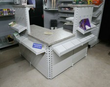 Ecktresen Tresen Verkaufstheke Tegometall 165x165cm Kassentheke Eden lichtgrau .