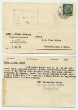 93677 - Postkarte Joh. Heinr. Braun - Wuppertal-Ronsdorf 9.11.1937