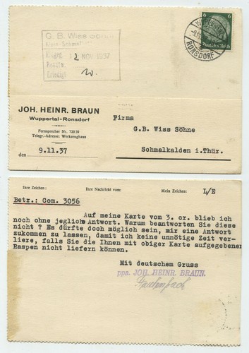 93677 postkarte joh - 93677, heinr