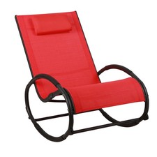 B-Ware SVITA EIBY Schaukelstuhl Schaukelsessel Outdoor Kopfstütze Armlehne Rot