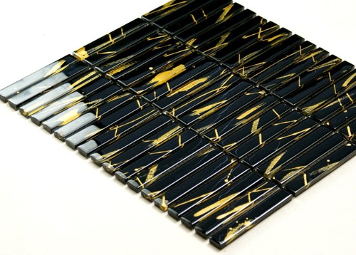 Schwarzes mosaik badezimmer - schwarzes, mosaik,