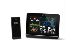 AURIOL® Wetterstation mit Farbdisplay Datum Uhrzeit Temperatur kabellos schwarz