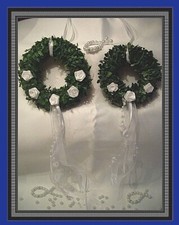 2er Set Buchskranz Hängekranz HOCHZEIT Auto Kirche Dekoration Neu