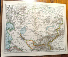 Original histor. Landkarte 1893 " Russisch Centralasien und Turkestan "