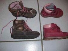 2 paar Baby/ Mädchen Schuhe Stiefel Boots Elefanten rosa/braun Gr. 21 Leder Warm