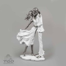 Formano Büste Paar stehend aus Kunststein weiß silber 35x20cm-715999B